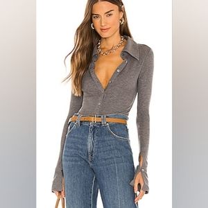 Gray Long-Sleeve Bodysuit